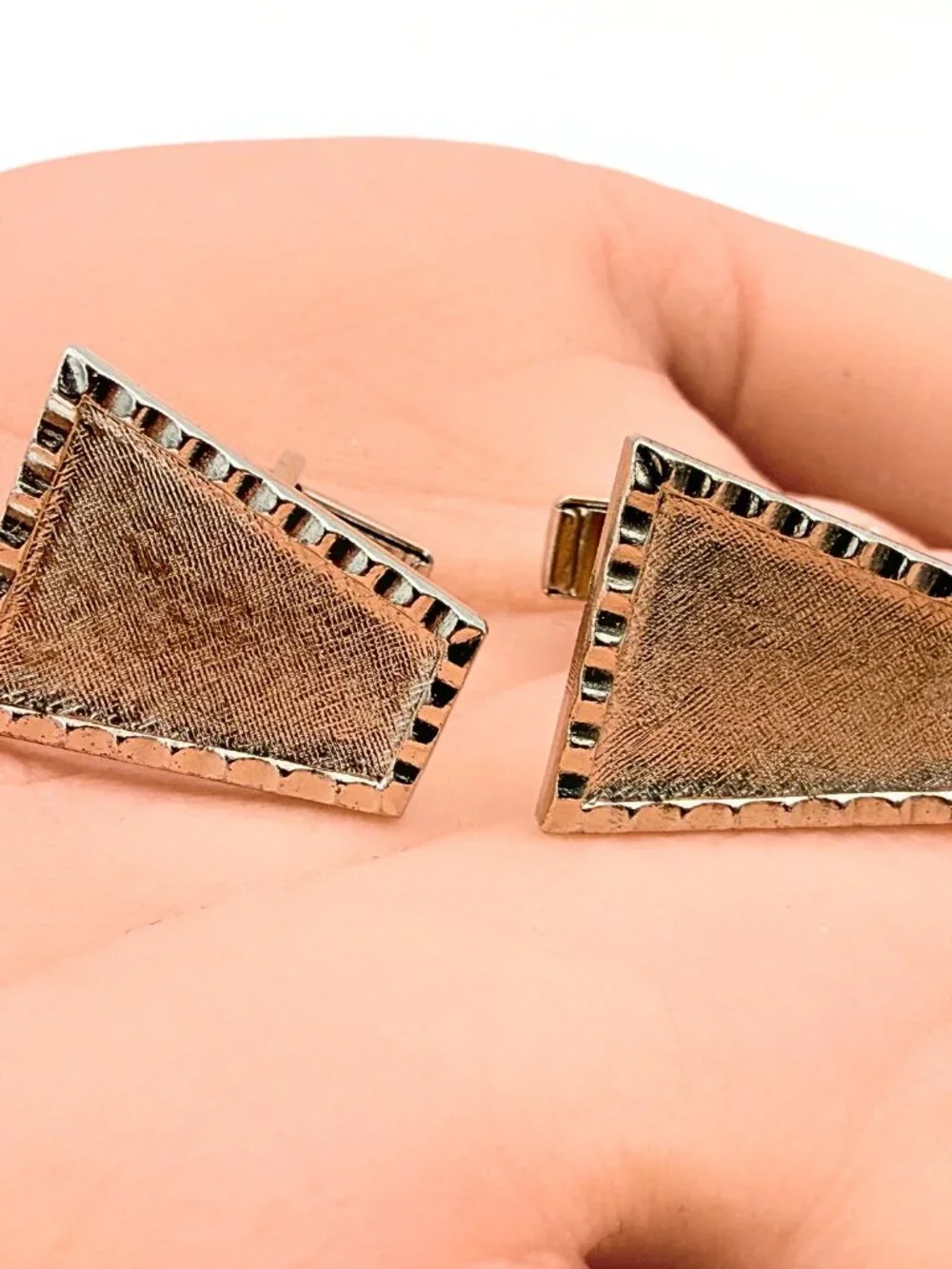 Distinguished Marked Pat Pend Silver Plated Asymmetric Trapezoid MCM Cufflinks